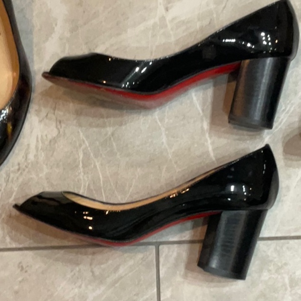 Christian Louboutin Black Patent Leather Peep Toe Heels